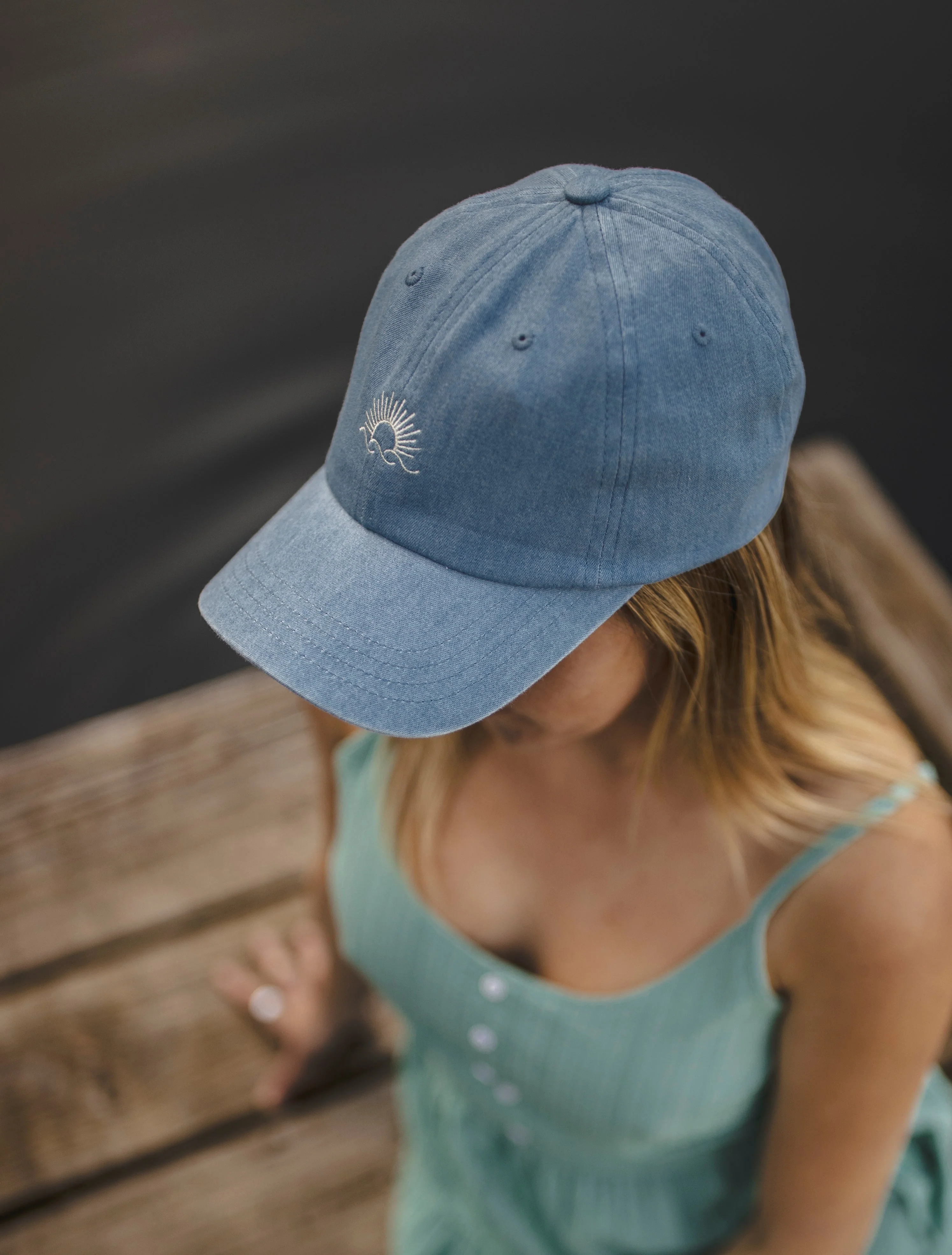 Embroidered Denim Peak Hat - Image 2