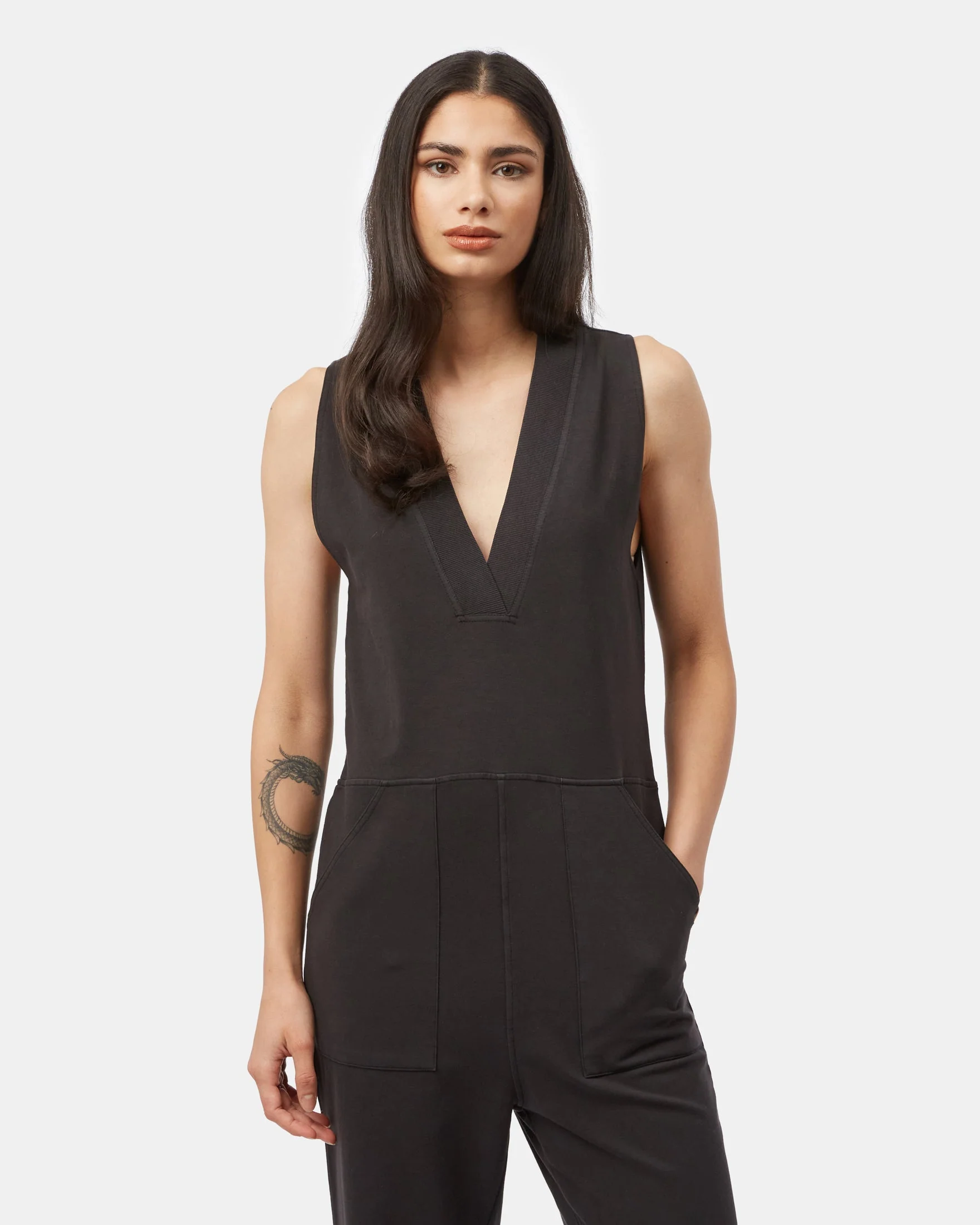 French Terry V-Neck Jumpsuit - Image 2