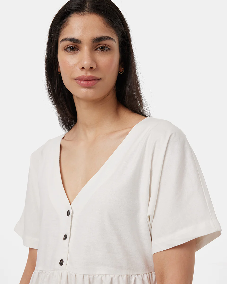 Hemp Button Front Swing Dress - Image 4