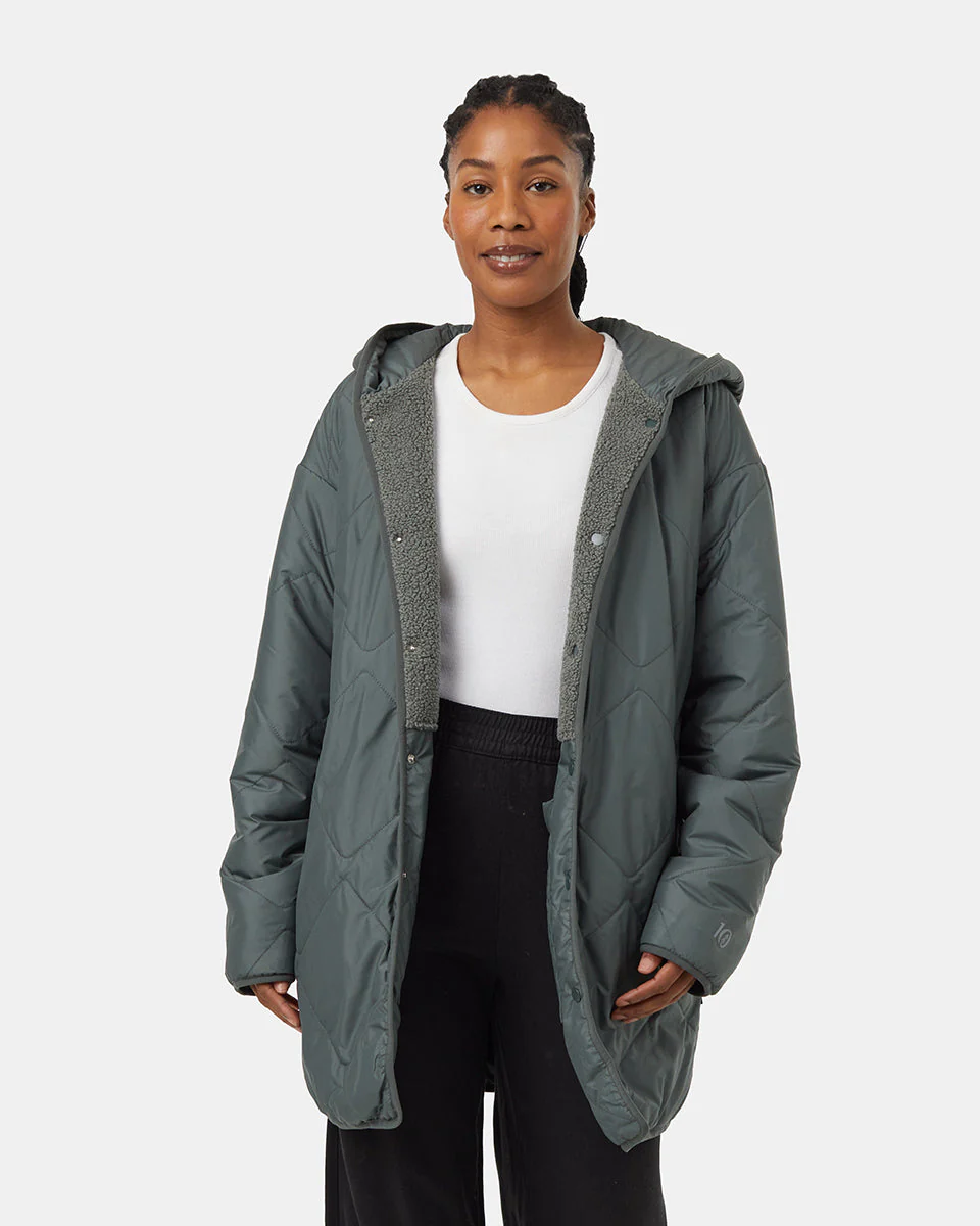 Recycled Boucle Reversible Long Jacket - Image 2
