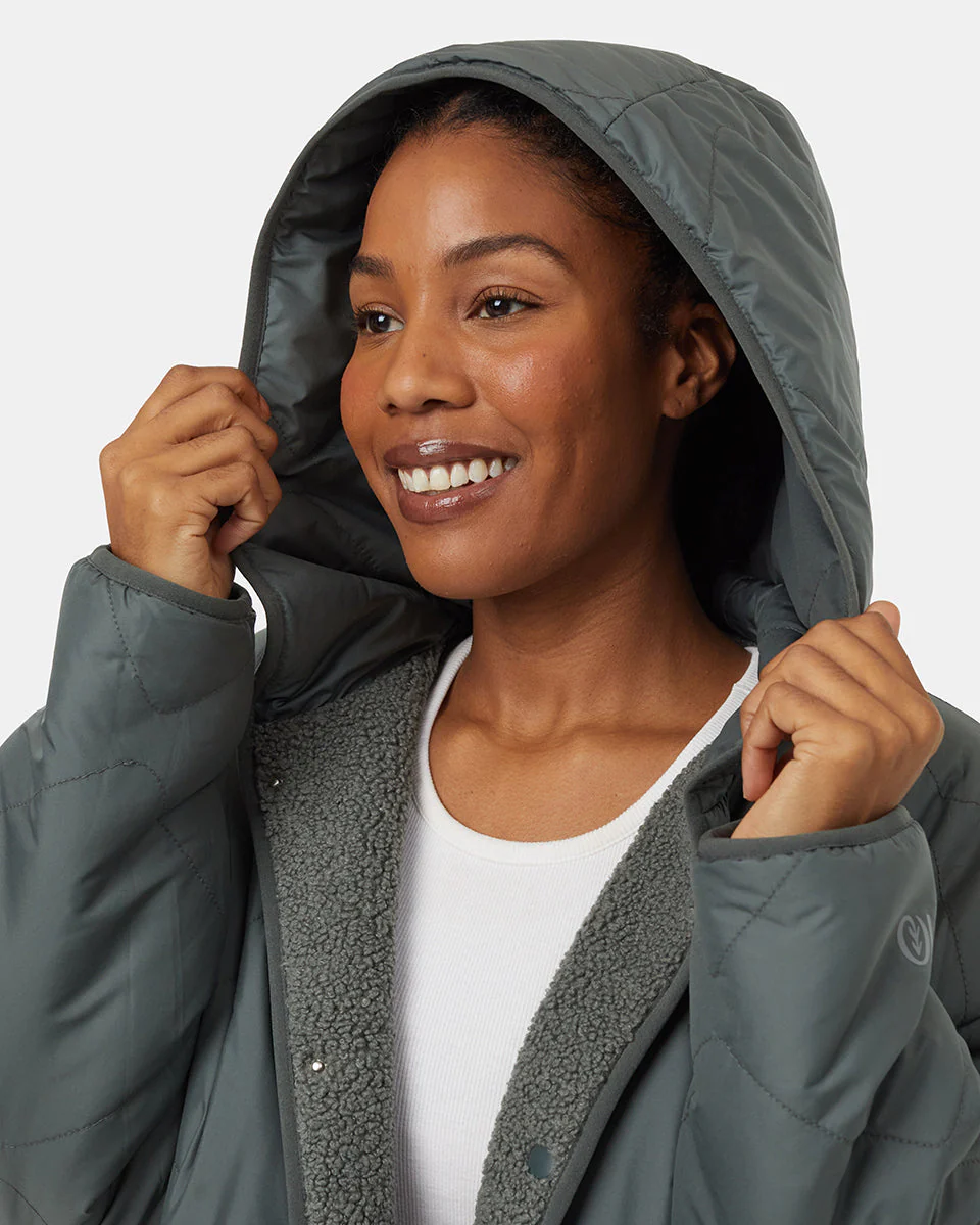 Recycled Boucle Reversible Long Jacket - Image 4