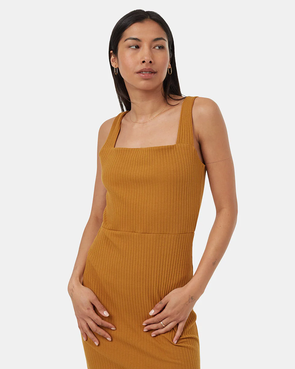 Rib Square Neck Dress - Image 2