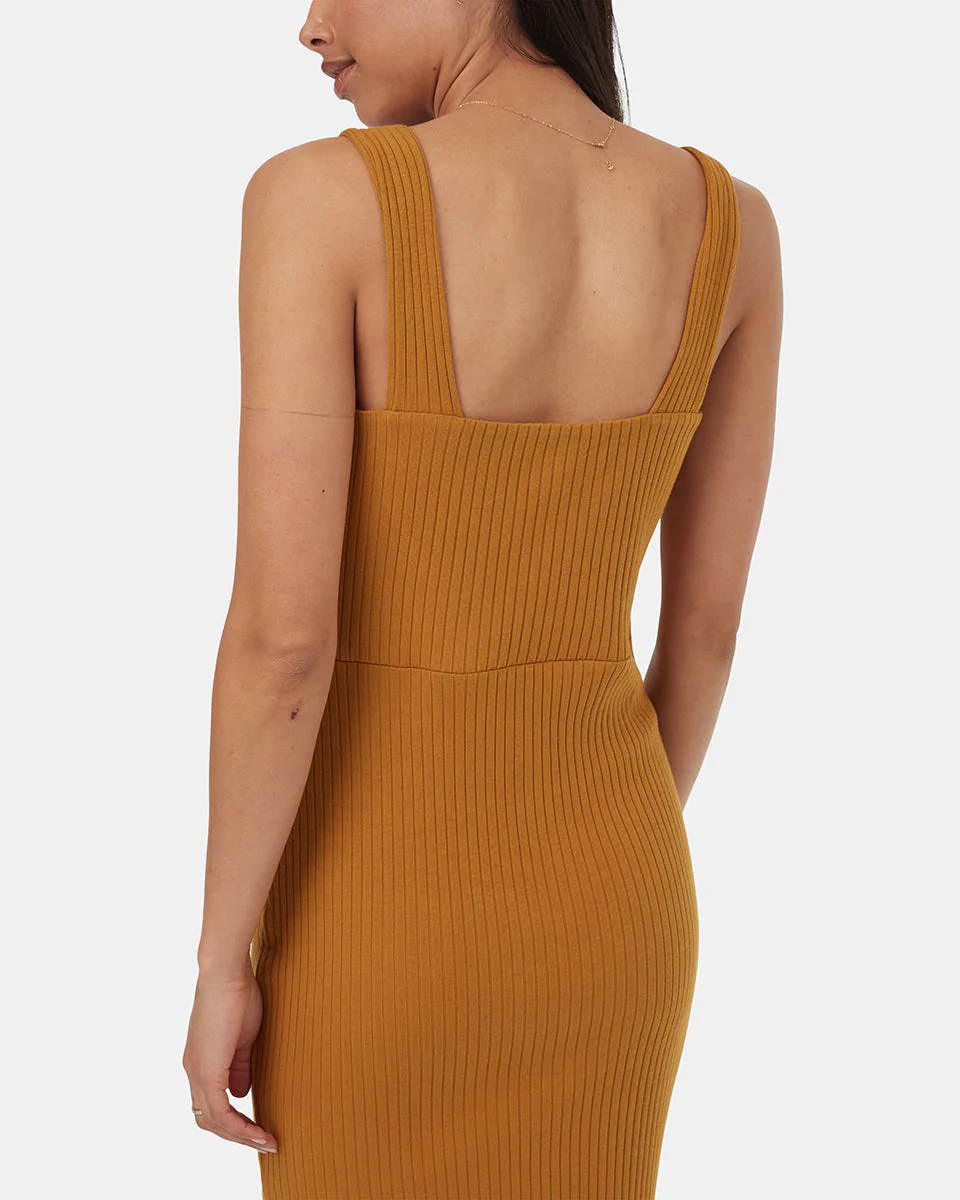 Rib Square Neck Dress - Image 5