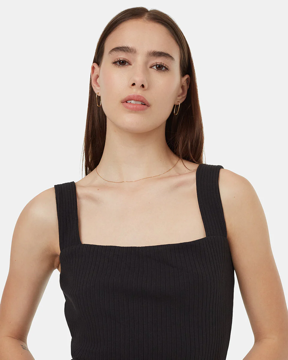 Rib Square Neck Dress - Image 2