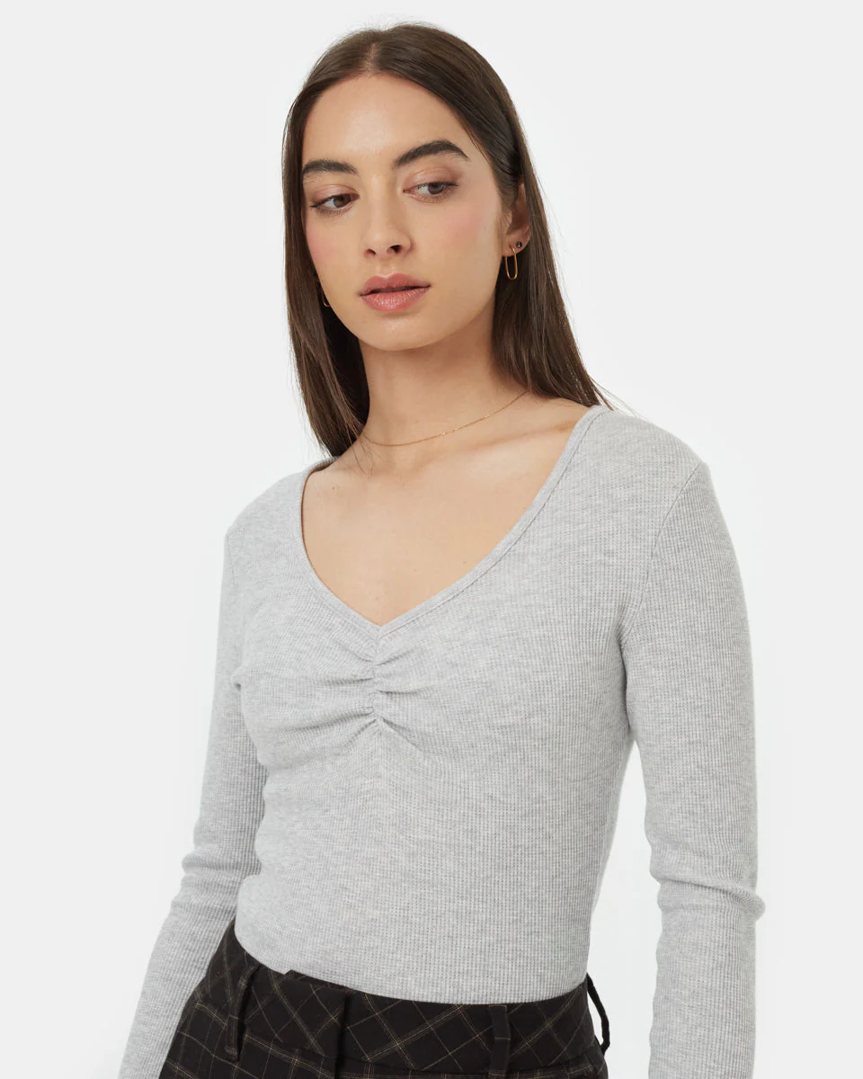 Treewaffle Ruched V-Neck Top - Image 4