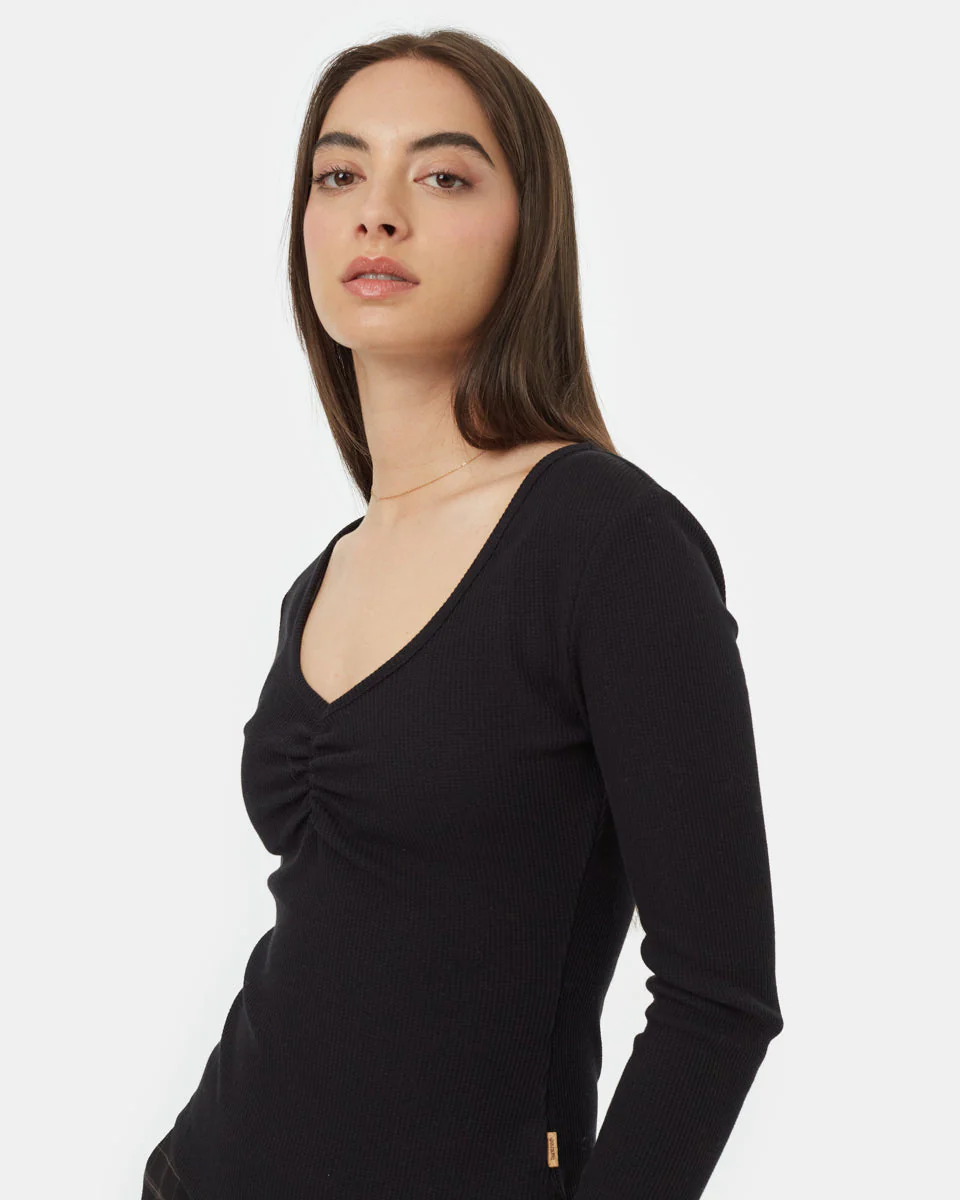 Treewaffle Ruched V-Neck Top - Image 4