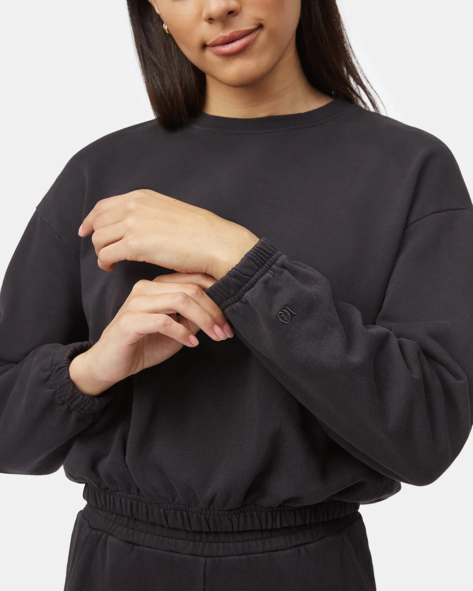Organic Cotton French Terry Elastic Hem Crew - Image 4