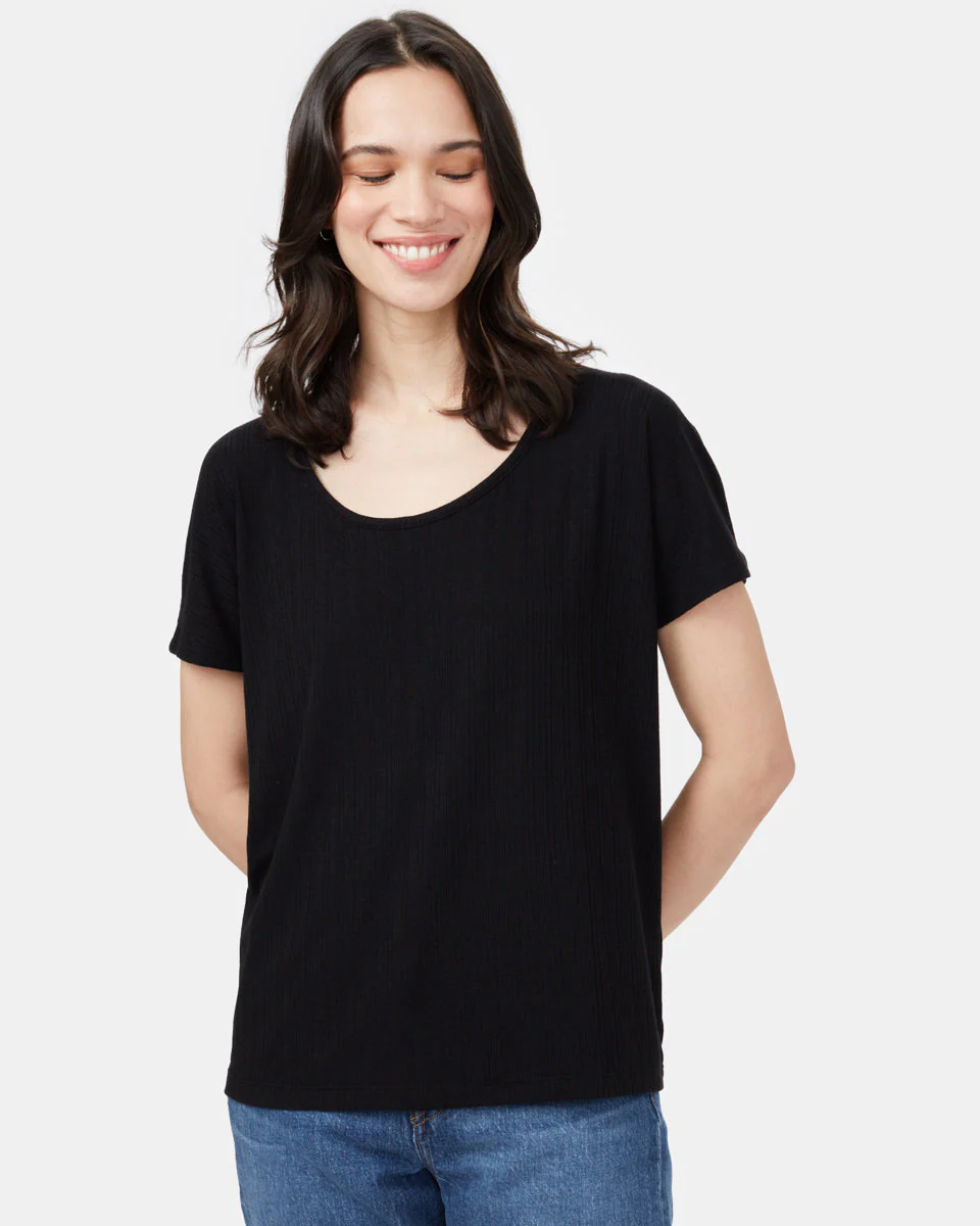 Ribbed Scoop Neck T-Shirt - Image 2