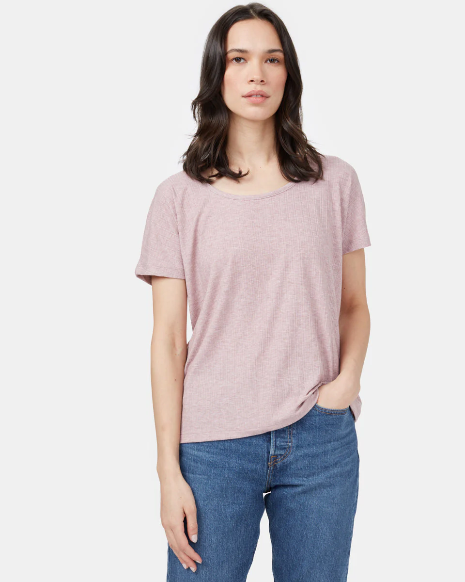 Ribbed Scoop Neck T-Shirt - Image 2