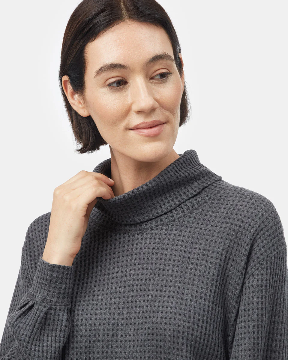Wide Waffle Cowl Neck Top - Image 4