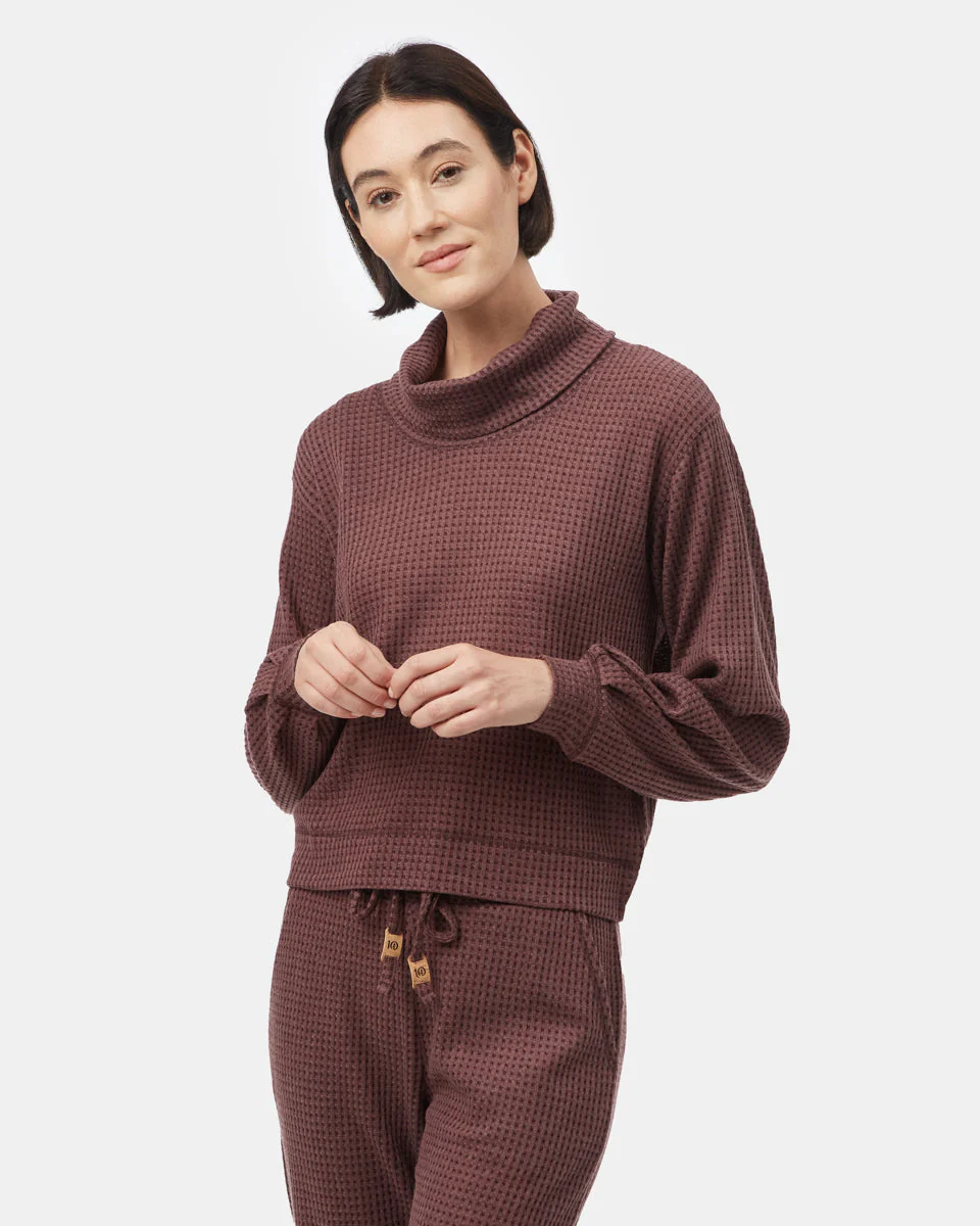 Wide Waffle Cowl Neck Top - Image 3