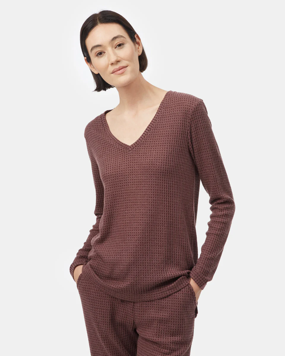 Wide Waffle V-Neck Top - Image 2