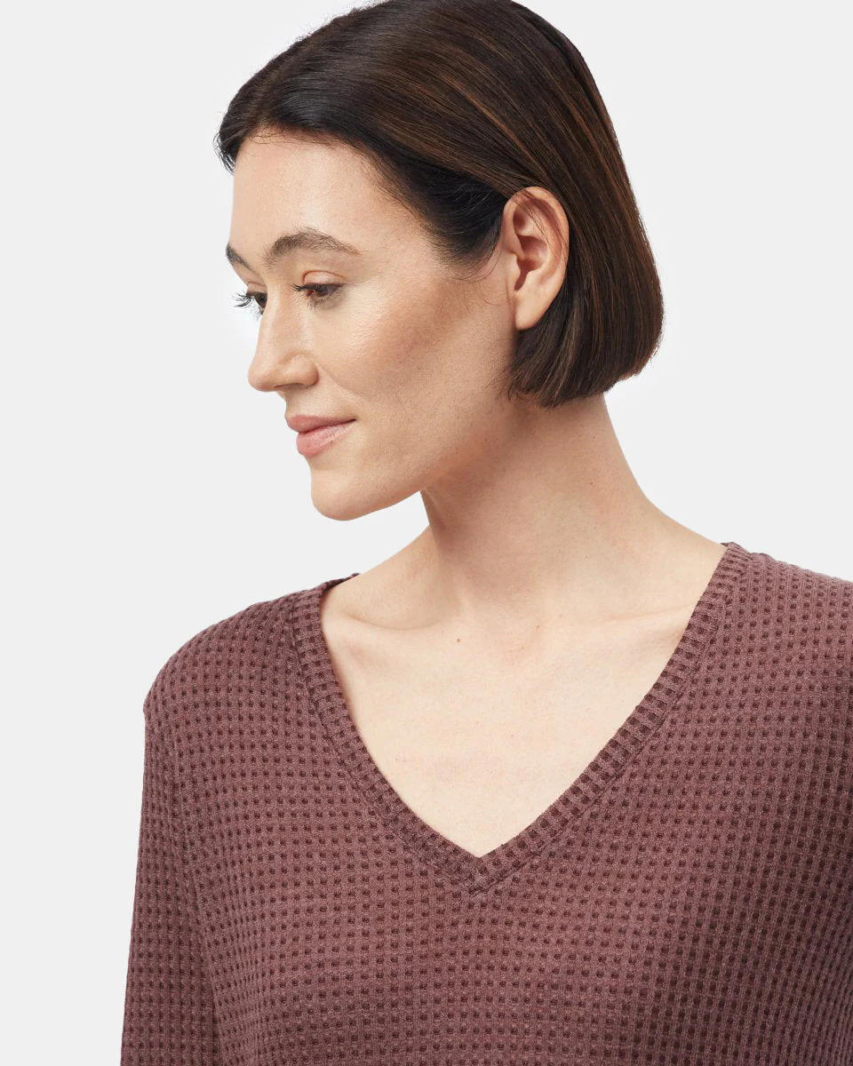 Wide Waffle V-Neck Top - Image 3