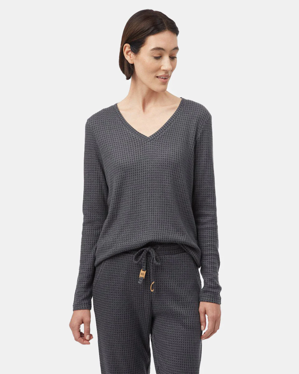 Wide Waffle V-Neck Top - Image 2